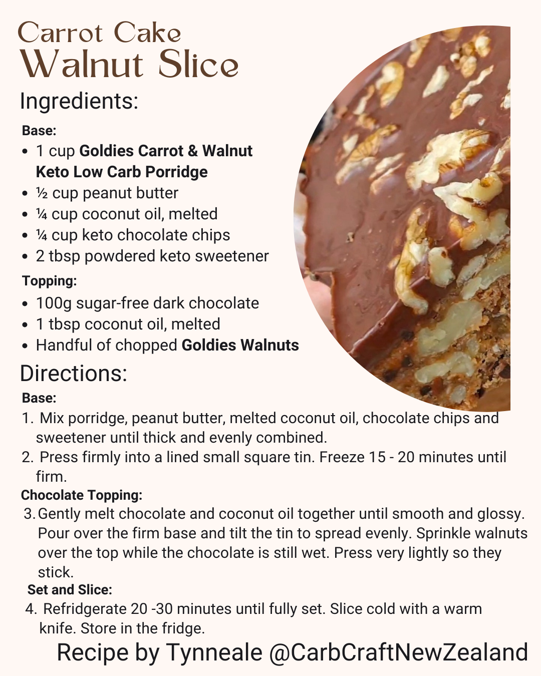 Carrot Cake Walnut Slice - By Tynneale @CarbCraftNewZealand